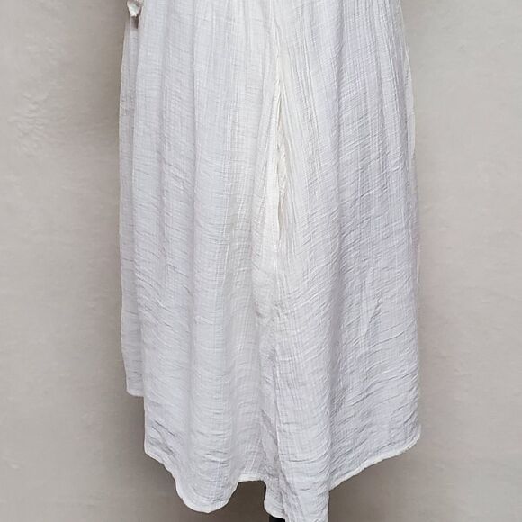 ANTHROPOLOGIE Entro White Bustier Tie Bust Spaghetti Strap Smocked Pocket Dress - Picture 10 of 15